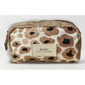 Daisy Marc Jacobs Leopard Cosmetic Toiletry Makeup Bag Clutch Zip Glitter